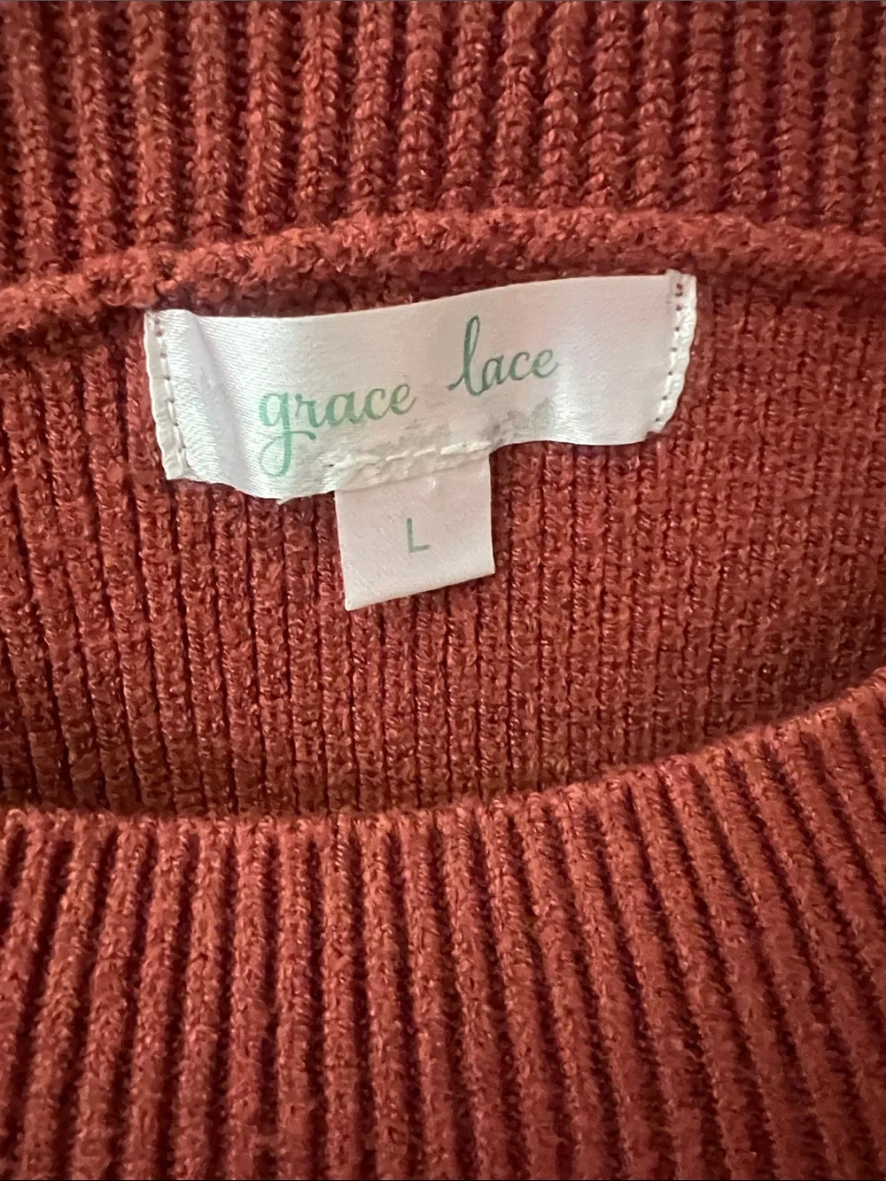 Grace & Lace Rust Ribbed Knit Pullover - Picture 3 of 3